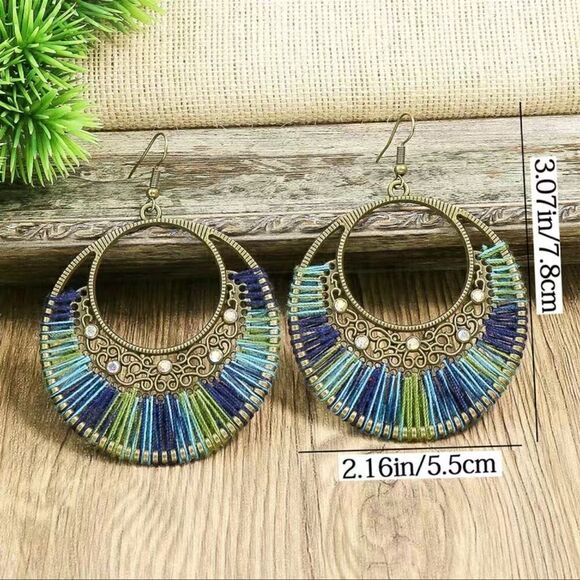 Boho super Neat Open Dangle Earrings NWT - Picture 4 of 5